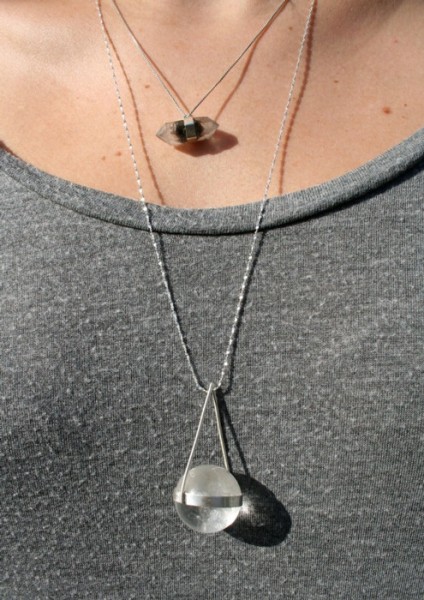 silver and crystal layered necklaces