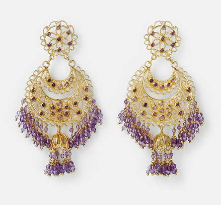 isharya amethyst moon bali earring