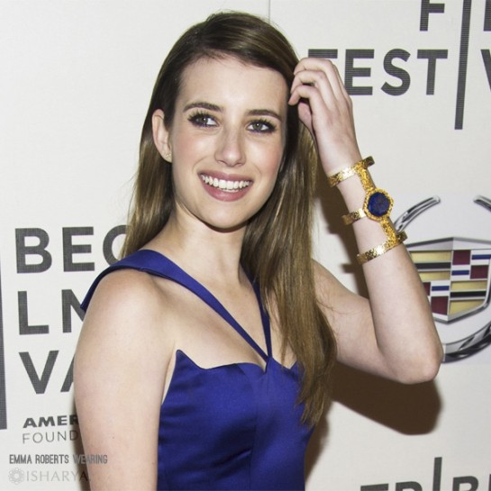 Emma_Roberts_Tribeca_Film_Festival_ISHARYA_Jewelry_Blue_Lapis_Goddess_Cuff__14034