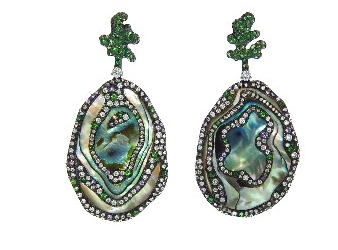 arunashi large abalone shell earrings with diamonds and sapphires