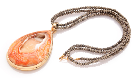 peppina teardrop orange druzy agate pendant