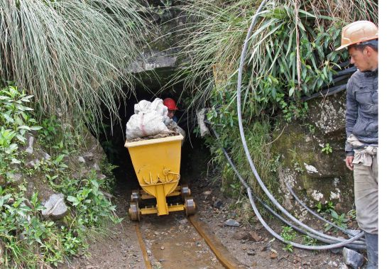 Cart at Canada mine entrance