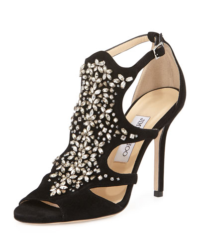 jimmy choo tinga suede crystal embellished sandal