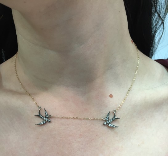 blackbird and the snow flying swallow necklace