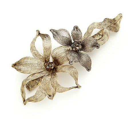 colette malouf mesh botanical swaravski crystal embellished barrette