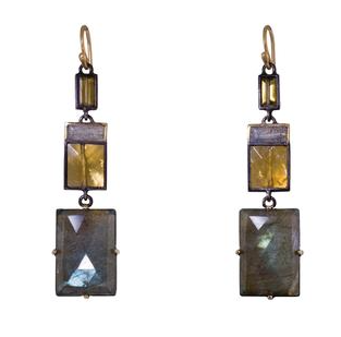 nak armstrong labradorite and citrine dangle mosaic earrings