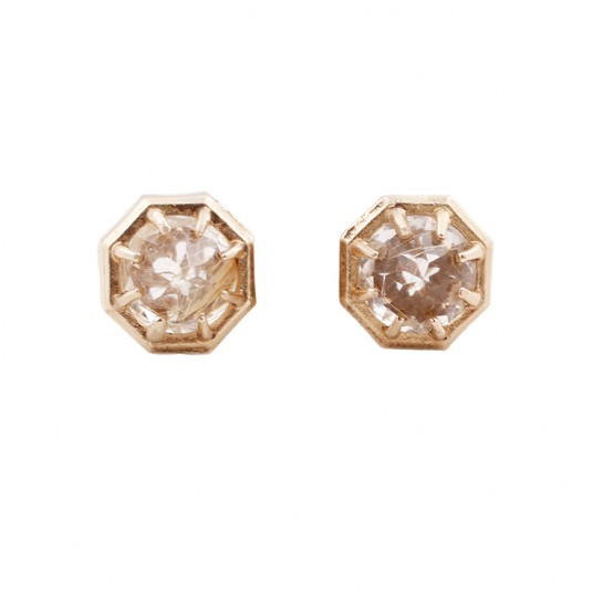 Lauren Wolf yellow rutilated quartz gold studs