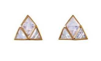 Nak Armstrong rainbow moonstone pyramid button earrings