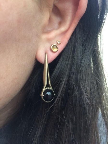 vintage tiny star stud, quartz stud by @xavi.and.gold and collette ishiyama drop earring