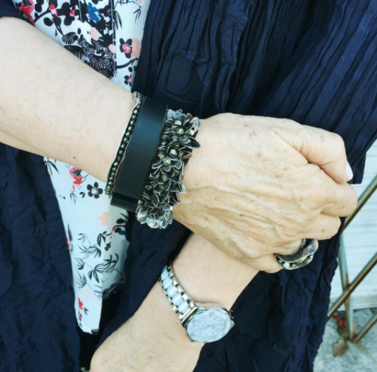 brenda kinsel stacking bracelets with a fitbit