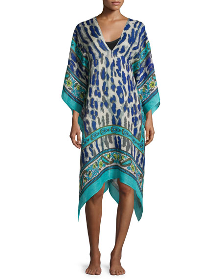 Theodora & Callum Cheetah Paisley Print Caftan