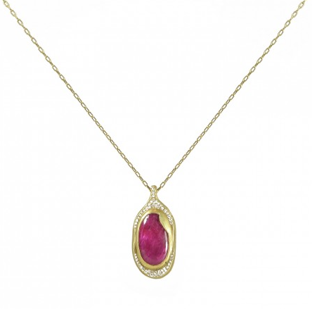 ten thousand things 18k ruby pendant with pave set diamonds