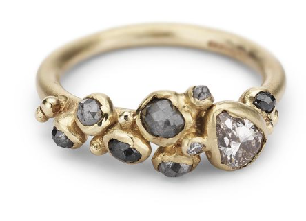 ruth tomlinson diamond cluster ring with faceted pear