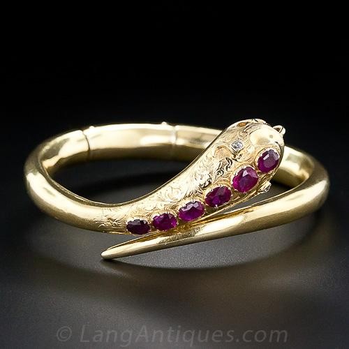 victorian ruby snake bracelet via lang antiques