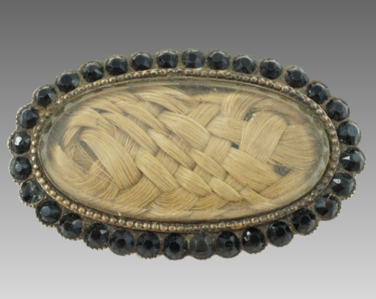 victorian mourning braided hair brooch with faceted jet via the rusted anchor