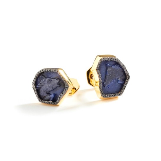 syna blue sapphire horse cufflinks